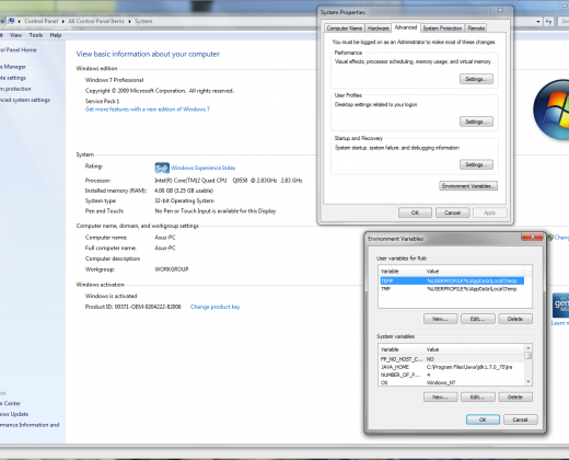 Windows 7 Environmental variables dialog